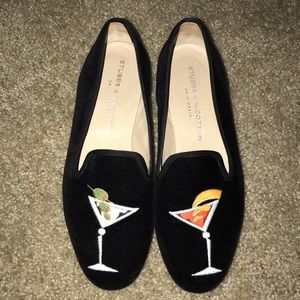 Black velvet Stubbs & Wootton loafers